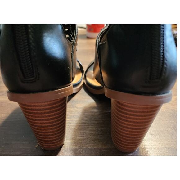 Maurices SuperCush Black Ariana Open Toe Wedge Heel Sandals Size 9 - Picture 6 of 7